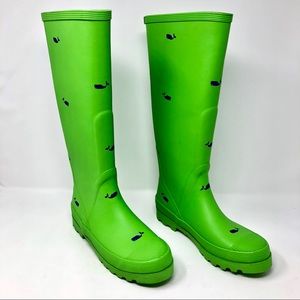 J.Crew New Green Wellies Boots Green Whales Size 6